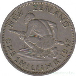 Монета. Новая Зеландия. 1 шиллинг 1947 год.
