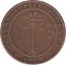 Монета. Цейлон (Шри-Ланка). 5 центов 1870 год. ав.