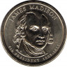 Монета. США. 1 доллар 2007 год. Джеймс Мэдисон президент США № 4.