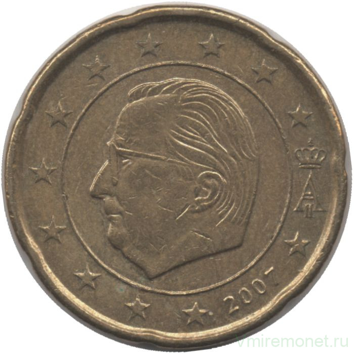 Монета. Бельгия. 20 центов 2007 год.