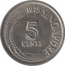 Монета. Сингапур. 5 центов 1975 год. ав.
