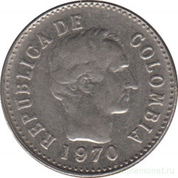 Монета. Колумбия. 10 сентаво 1970 год.