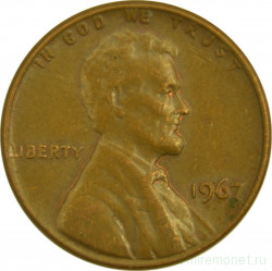 Монета. США. 1 цент 1967 год.
