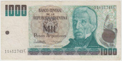 Банкнота. Аргентина. 1000 песо 1983 - 1985 год. Тип 317b.