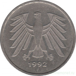Монета. ФРГ. 5 марок 1992 год. Монетный двор - Штутгарт (F).