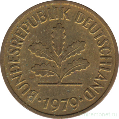 Монета. ФРГ. 5 пфеннигов 1979 год. Монетный двор - Карлсруэ (G).