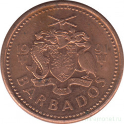 Монета. Барбадос. 1 цент 1991 год.