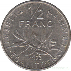 Монета. Франция. 1/2 франка 1973 год.