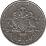 Монета. Барбадос. 25 центов 2001 год. ав.