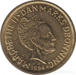 Монета. Дания. 20 крон 1994 год.
