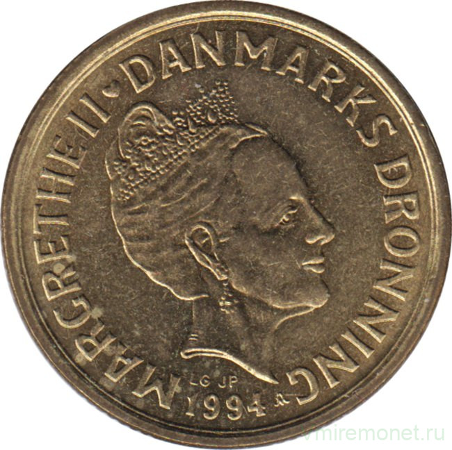 Монета. Дания. 20 крон 1994 год.