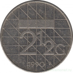 Монета. Нидерланды. 2.5 гульдена 1990 год.