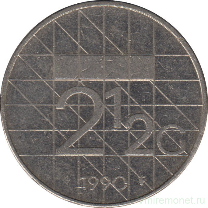 Монета. Нидерланды. 2,5 гульдена 1990 год.
