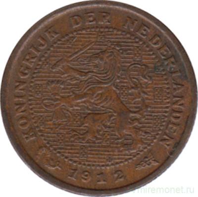 Монета. Нидерланды. 1/2 цента 1912 год.