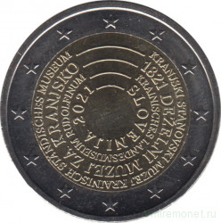 Монета. Словения. 2 евро 2021 год. 200 лет Национальному музею Словении.
