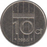 Монета. Нидерланды. 10 центов 1986 год. ав.
