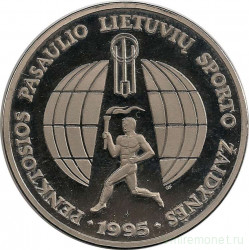 Монета. Литва. 10 литов 1995 год. Всемирные спортивные игры Литовцев.