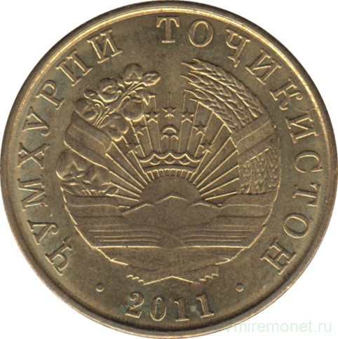 Монета. Таджикистан. 10 дирамов 2011 год.