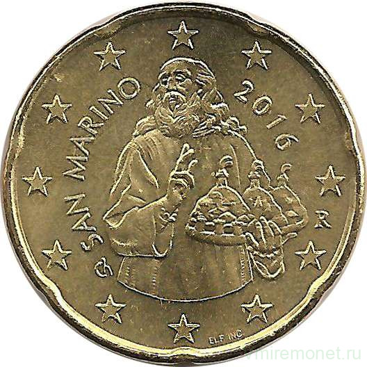 Монета. Сан-Марино. 20 центов 2016 год.