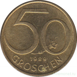 Монета. Австрия. 50 грошей 1989 год.