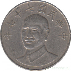 Монета. Тайвань. 10 долларов 1988 год. (77-й год Китайской республики).