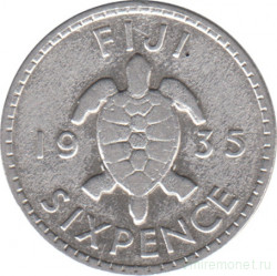Монета. Фиджи. 6 пенсов 1935 год.
