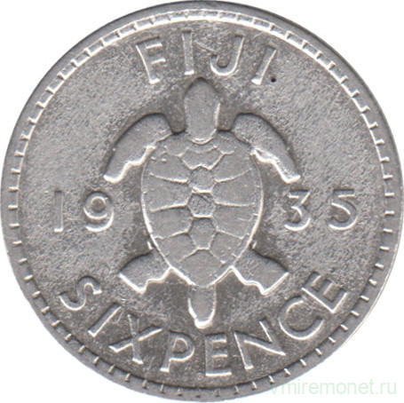 Монета. Фиджи. 6 пенсов 1935 год.