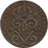 Монета. Швеция. 2 эре 1917 год. ав