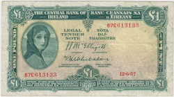 Банкнота. Ирландия. 1 фунт 1957 год. Тип 57d.