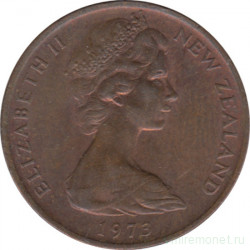 Монета. Новая Зеландия. 2 цента 1973 год.