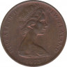 Монета. Новая Зеландия. 2 цента 1973 год. ав.