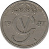 Аверс. Монета. Швеция. 50 эре 1947 год.