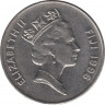 Монета. Фиджи. 20 центов 1996 год. ав.