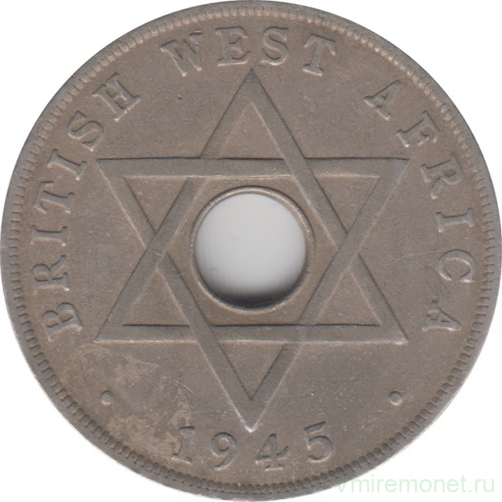 Монета. Британская Западная Африка. 1 пенни 1945 год. (KN).