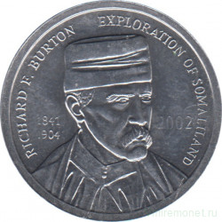 Монета. Сомалиленд. 5 шиллингов 2002 год. Ричард Френсис Бёртон.