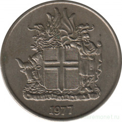 Монета. Исландия. 10 крон 1977 год.