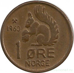 Монета. Норвегия. 1 эре 1960 год.