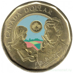 Монета. Канада. 1 доллар 2024 год. 150 лет со дня рождения Люси Мод Монтгомери. Цветная эмаль.