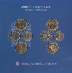 Монета. Молдова. Набор разменных монет в буклете. 2018 год.