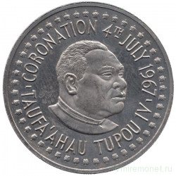 Монета. Тонга. 2 паанга 1967. Коронация Тауфа’ахау Тупоу IV. С дополнительной отметкой.