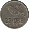  Монета. Норвегия. 25 эре 1958 год. ав.