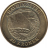Монета. Дания. 20 крон 2008 год. Корабли - Драккар , морской конь из Глендау. ав.