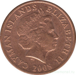 Монета. Каймановы острова. 1 цент 2008 год.