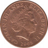 Монета. Каймановы острова. 1 цент 2008 год. ав.