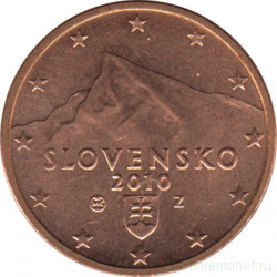 Монета. Словакия. 2 цента 2010 год.