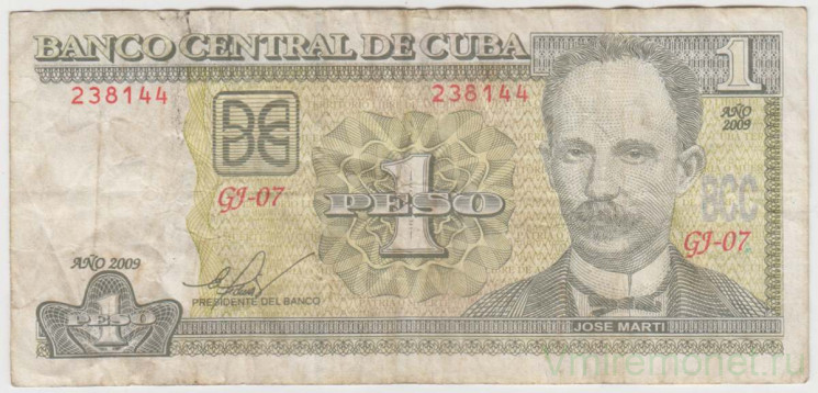 Банкнота. Куба. 1 песо 2009 год. Тип 121. 