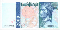 Банкнота. Португалия. 2000 эскудо 1997 год. Тип 189c (6). 