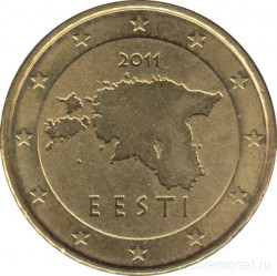 Монета. Эстония. 50 центов 2011 год.