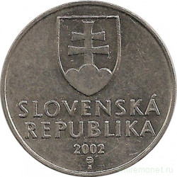 Монета. Словакия. 2 кроны 2002 год.