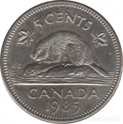 Монета. Канада. 5 центов 1985 год.